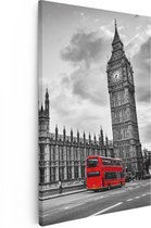 Artaza Canvas Schilderij Rode Bussen in Londen - Retro - 20x30 - Klein - Foto Op Canvas - Canvas Print