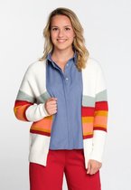 J&JOY - Trui Vrouwen Manitoba Off White Stripes Cardigan