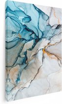 Artaza Canvas Schilderij Abstracte Kunst - Blauwe Grijze Marmer - 30x40 - Klein - Foto Op Canvas - Canvas Print