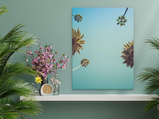 Artaza Canvas Schilderij Palmbomen met Bladeren in de Lucht - 30x40 - Klein - Foto Op Canvas - Canvas Print