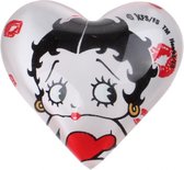magneet hart Betty Boop 4 cm glas wit/zwart
