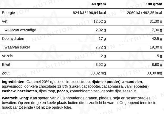XXL Nutrition - N'Joy Nuts Bar - Proteďne Eiwitreep - Dark Chocolate Caramel - 15 Pack van XXL Nutrition — afbeelding 4