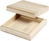 doos met deksel hout 10 x 10 cm blank per stuk