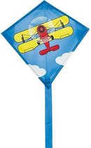 eenlijnskindervlieger Mini Eddy Biplane 30 cm blauw