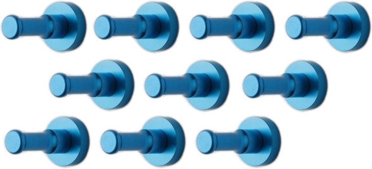 Set van 10 metalen kledinghaken, kapstok, lichtblauw