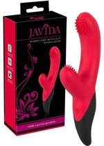 Gebogen Vibrator met Clitoris Stimulator - Rood