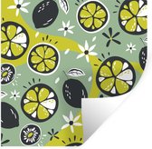Stickers muraux - Été - Fruits - Fleurs - 30x30 cm - Feuille adhésive