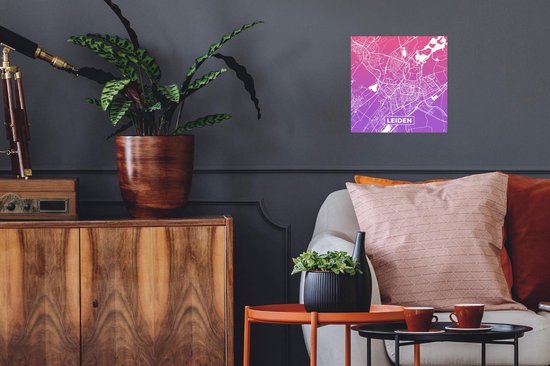 Stickers Stickers muraux - Plan de la ville - Leiden - Pays- Nederland - Violet - 30x30 cm - Feuille adhésive - Carte