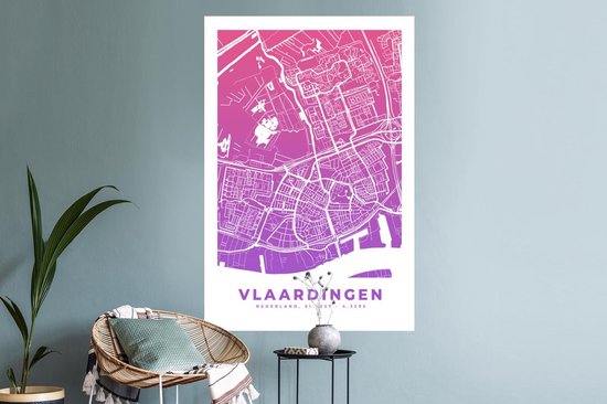 Stickers Stickers muraux - Plan de la ville - Vlaardingen - Violet - Pays- Nederland - 80x120 cm - Feuille adhésive - Carte