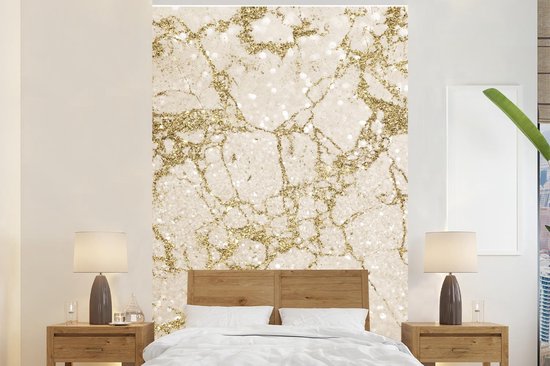 Behang - Fotobehang Marmer - Goud - Glitters - Breedte 145 cm x hoogte 220  cm | bol.com