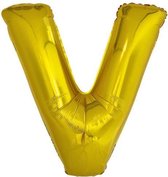 letterballon V folie 86 cm goud