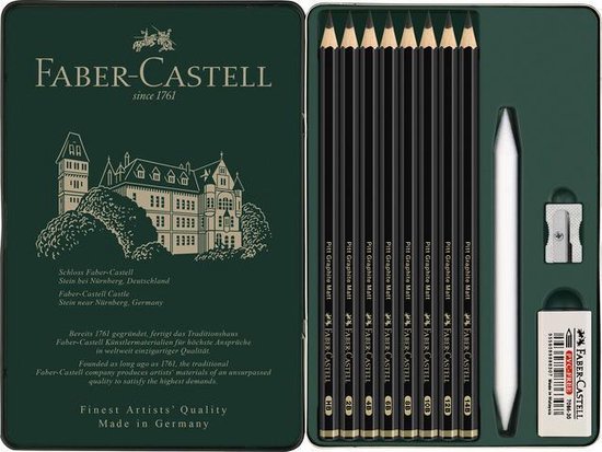 Crayon graphite Faber-Castell Pitt Matte trousse à crayons 11 pièces