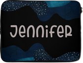 Laptophoes 15.6 inch - Jennifer - Pastel - Meisje - Laptop sleeve - Binnenmaat 39,5x29,5 cm - Zwarte achterkant