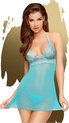 Penthouse Lingerie Bedtime story - Erotische Babydoll met String - Maat L/XL - Blauw