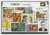 Schaken – Luxe postzegel pakket (A6 formaat) : collectie van 25 verschillende postzegels van schaken – kan als ansichtkaart in een A6 envelop - authentiek cadeau - kado - geschenk