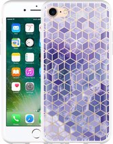 iPhone 7 Hoesje Paars Hexagon Marmer - Designed by Cazy