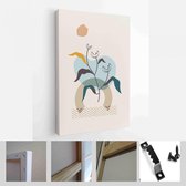 Abstracte botanische organische kunst illustratie. Set van zachte kleur schilderij kunst aan de muur voor huisdecoratie. Minimalistisch canvas achtergrondontwerp - Modern Art Canva