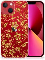 Telefoonhoesje Geschikt voor iPhone 13 Back Cover Siliconen Hoesje Gouden Bloemen