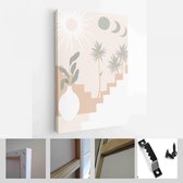 Oude landschapsleven in pastelkleuren. Hand getekende poster set. Collectie hedendaagse kunst - Modern Art Canvas - Verticaal - 1636166860