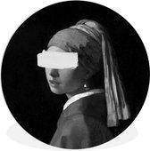 WallCircle - Wandcirkel ⌀ 30 - Het meisje met de parel - Johannes Vermeer - Zwart - Wit - Ronde schilderijen woonkamer - Wandbord rond - Muurdecoratie cirkel - Kamer decoratie binnen - Wanddecoratie muurcirkel - Woonaccessoires