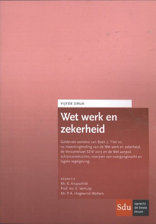 Wet werk en zekerheid - cover