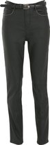 Cassis - Female - Gecoate broek met detail op de tailleband  - Zwart