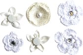 Creative elements fabric flowers petties x6 white