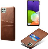 Samsung Galaxy M22 / Galaxy A22 4G Hoesje - MobyDefend Lederen Backcover Met Vakjes Voor Pasjes - Bruin - GSM Hoesje - Telefoonhoesje Geschikt Voor: Samsung Galaxy M22 / Samsung Ga