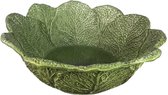 Ronde ( salade ) schaal koolblad 32 x 10 cm groen aardewerk | Serveerschaal | B008 | Piccobella