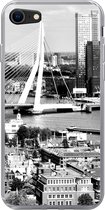 Geschikt voor iPhone 8 hoesje - Rotterdam - Skyline - Zwart - Wit - Siliconen Telefoonhoesje