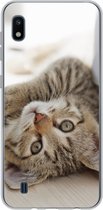 Geschikt voor Samsung Galaxy A10 hoesje - Kitten - Zon - Bruin - Meisjes - Kinderen - Jongens - Kindje - Siliconen Telefoonhoesje