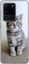 Geschikt voor Samsung Galaxy S20 Ultra hoesje - Kitten - Ogen - Geel - Meisjes - Kinderen - Jongens - Kids - Siliconen Telefoonhoesje