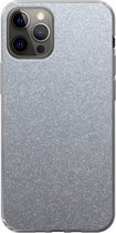 Geschikt voor iPhone 12 Pro hoesje - Metaal print - Aluminium - Stippen - Siliconen Telefoonhoesje