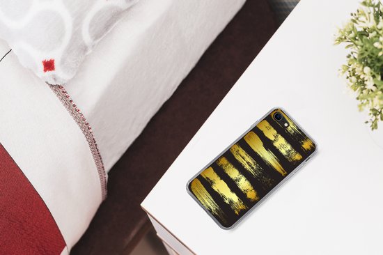 Coque iPhone 7 - Rayures Dorées sur Fond Noir - Siliconen
