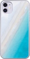 Geschikt voor iPhone 11 hoesje - Strand - Zee - Blauw - Siliconen Telefoonhoesje