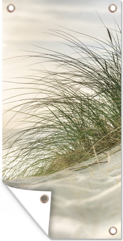 Foto: Wanddecoratie buiten duinen met helmgras onder de zon van het duitse nationaal park schleswig holsteinisches wattenmeer 80x160 cm tuindoek buitenposter