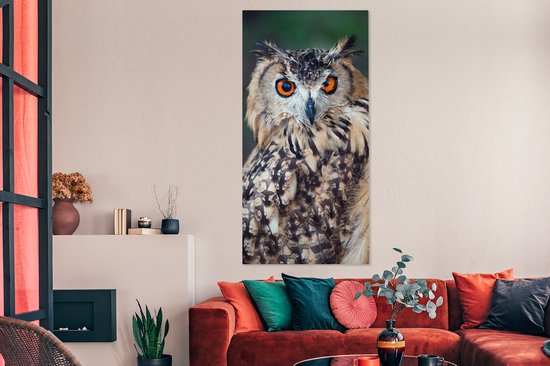 Tableau sur toile Hibou grand-duc - 80x160 cm - Décoration murale
