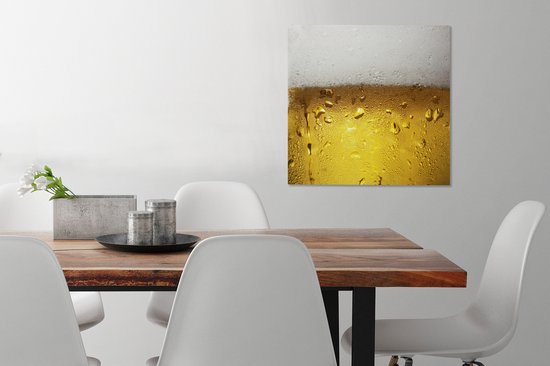 Tableau sur toile Verre de bière débordant de condensation - 50x50 cm - Décoration murale