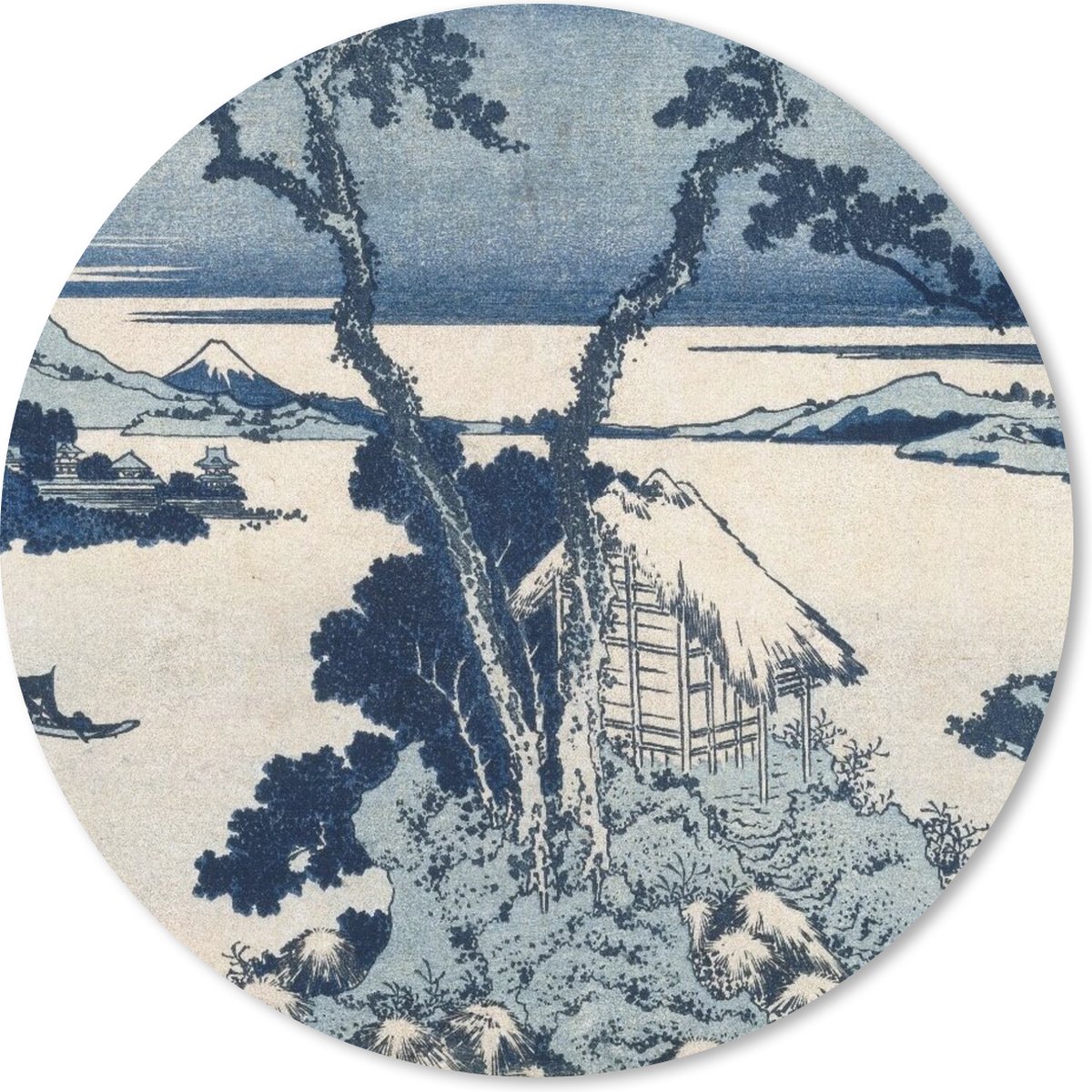 Muismat - Mousepad - Rond - Uitzicht op Mount Fuji - schilderij van Katsushika Hokusai - 40x40 cm - Ronde muismat