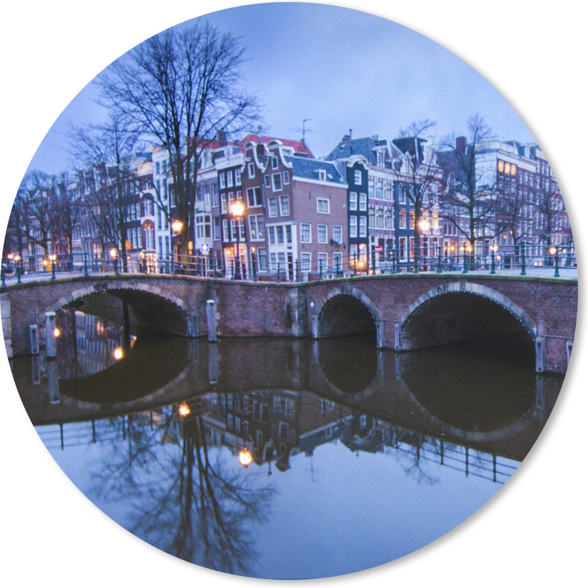 Muismat rond 30x30 cm - Mousepad Amsterdam - Winter - Water - Ronde muismatten