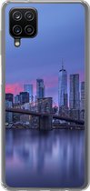 Geschikt voor Samsung Galaxy A12 hoesje - New York achter de Brooklyn Bridge - Siliconen Telefoonhoesje