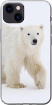 Geschikt voor iPhone 13 hoesje - IJsbeer - Sneeuw - Wit - Siliconen Telefoonhoesje