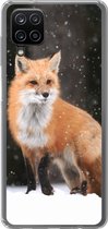 Geschikt voor Samsung Galaxy A12 hoesje - Vos - Sneeuw - Winter - Siliconen Telefoonhoesje