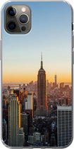 Geschikt voor iPhone 13 Pro Max hoesje - New York - Skyline - Zonsondergang - Siliconen Telefoonhoesje