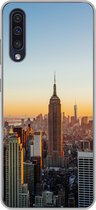 Geschikt voor Samsung Galaxy A50 hoesje - New York - Skyline - Zonsondergang - Siliconen Telefoonhoesje