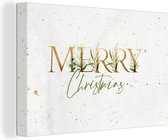 Canvas Schilderij Kerst - Quotes - Goud - Merry Christmas - Spreuken - 60x40 cm - Wanddecoratie