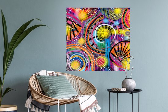 Stickers muraux - Formes - Art - Motifs - Psychédélique - 80x80 cm - Feuille adhésive