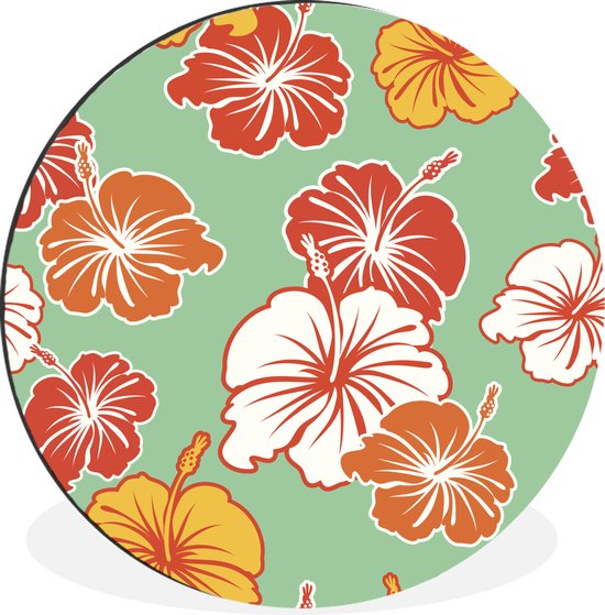 WallCircle - Wandcirkel - Muurcirkel - Een bloemdessin illustratie met bloemen - Aluminium - Dibond - ⌀ 60 cm - Binnen en Buiten
