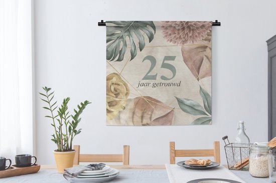 Tapisserie - Tissu mural - Anniversaire de mariage - 25 ans mariés - Proverbes - Citations - 90x90 cm - Tapisserie