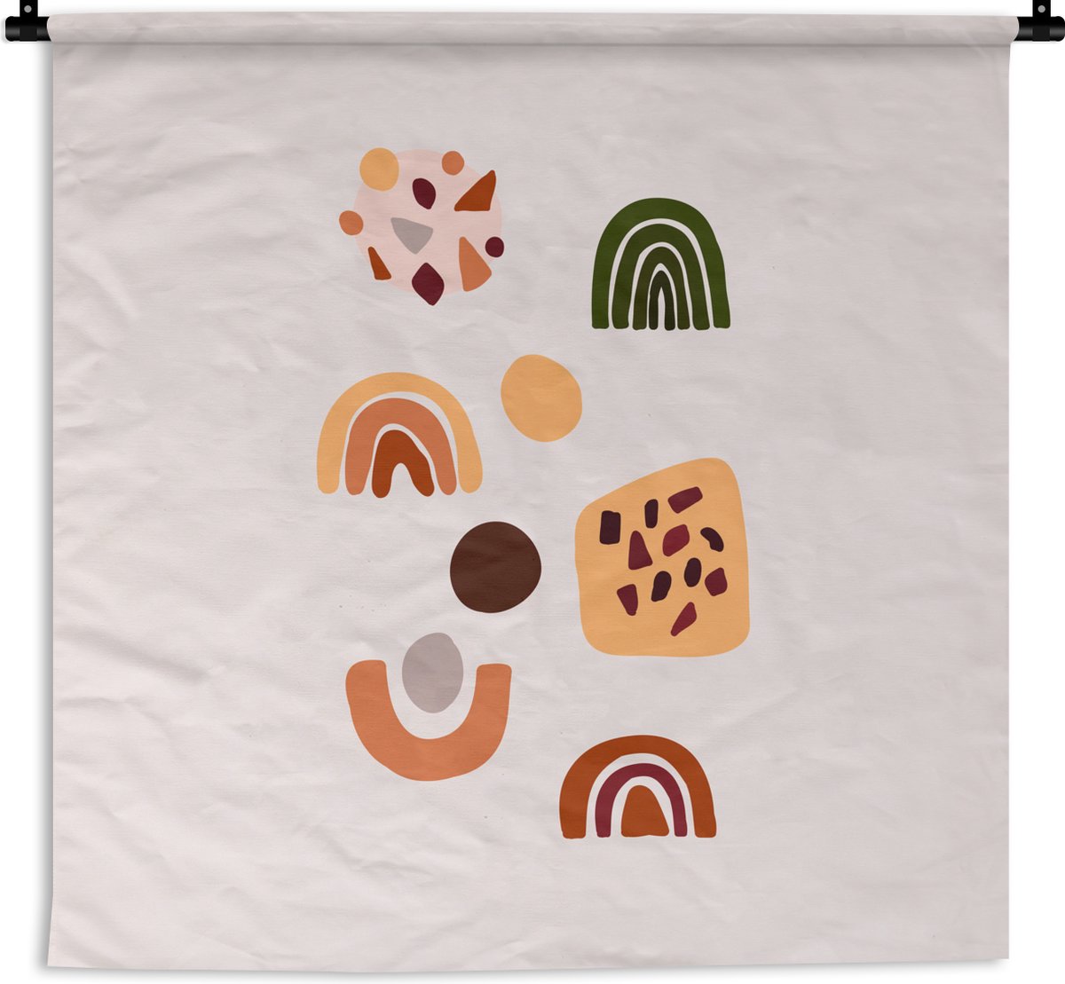 Wandkleed - Wanddoek - Winter - Regenboog - Oud Roze - 180x180 cm - Wandtapijt